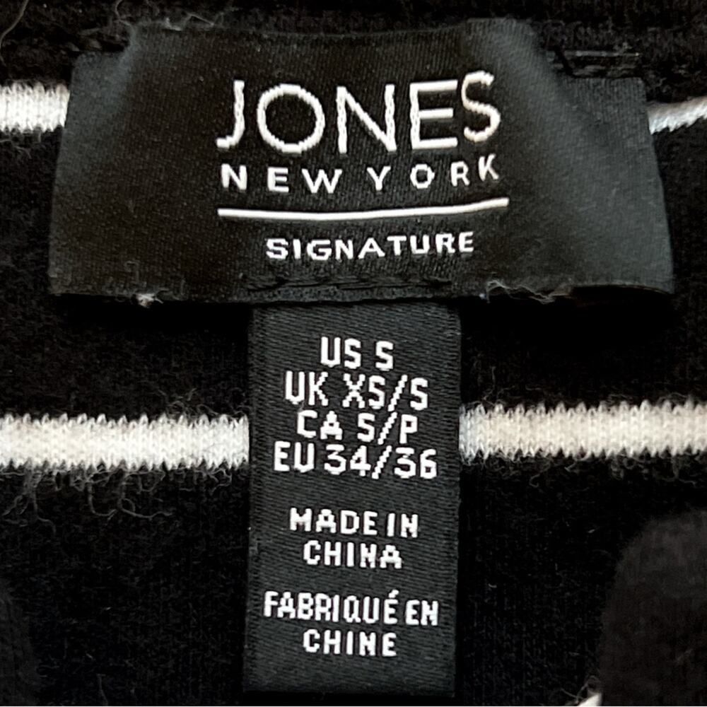 Jones New York Signature Black w/ White Stripe Lace-Up Neck Cotton Dress Size S - Picture 5 of 5
